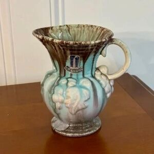 Vintage West Germany Glazed Grapes Bay Keramik Pottery Pitcher Jug Blue 275/17